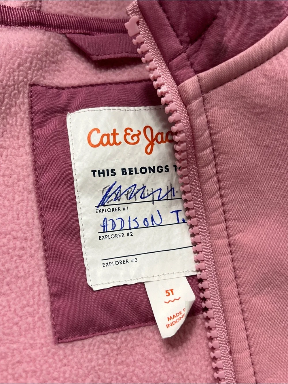 5T Cat & Jack Color Block Two-Tone Pink Hooded Jacket - Picture 3 of 11